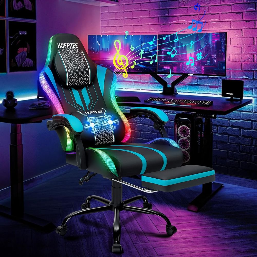 Gaming Chair with LED Lights S - Speakers 评论和价格