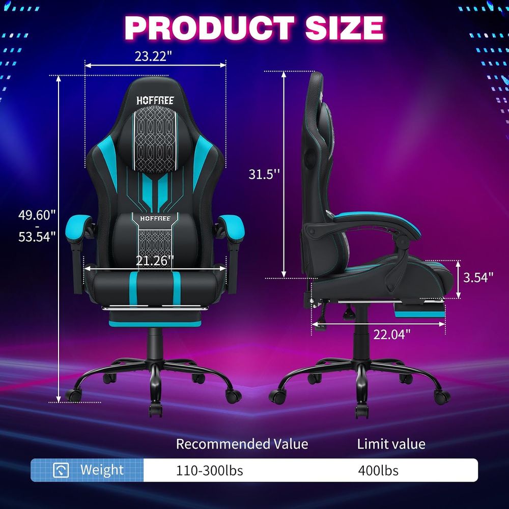Gaming Chair with LED Lights S - Speakers 评论和价格
